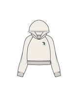 The Womens Lightweight Cropped Hoodie - Ivory - REKINECTED - Center Chest & Center Back Stacked - Printed - Full Color