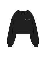 The Womens Crop Crewneck - Black - Reform Fitness - Left Chest & Back Center Neckline - White