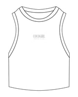 The Ribbed Crop Tank - White - Dr Courtney - Center Chest Stacked - Embroidered - Tone on Tone