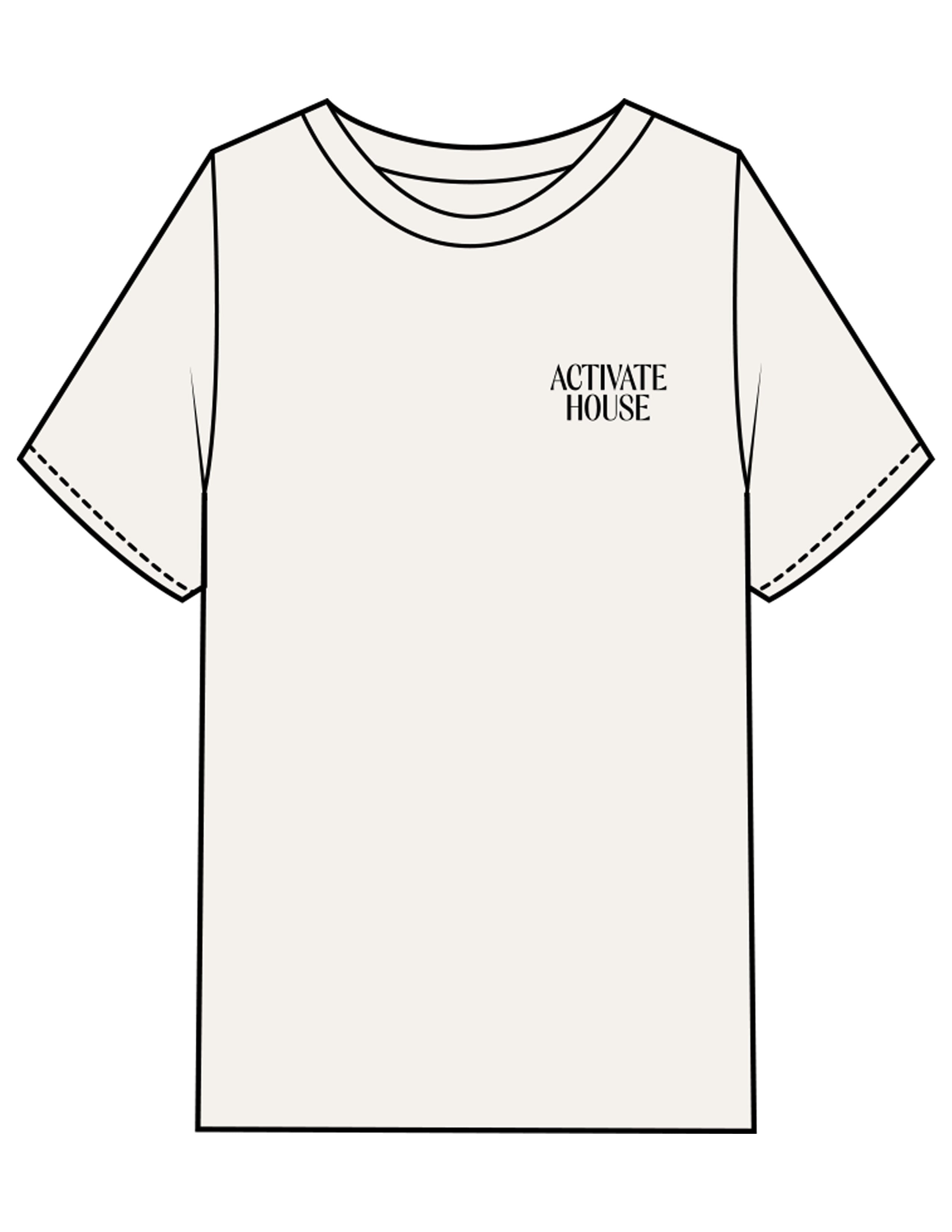 The Mens Heavyweight Tee - Butter - Activate House - Left Chest & Center Back - Printed - Black