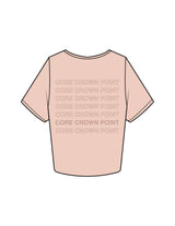 The Crop Tee - Pale Pink - Core Crown Point - Center Chest & Back Stacked - Printed - Tone on Tone