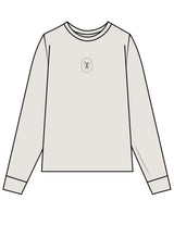 The Womens Heavyweight Long Sleeve - Washed Bone - Velvaere - Center Chest & Back Stacked "SADDLE UP" - Printed - Full Color