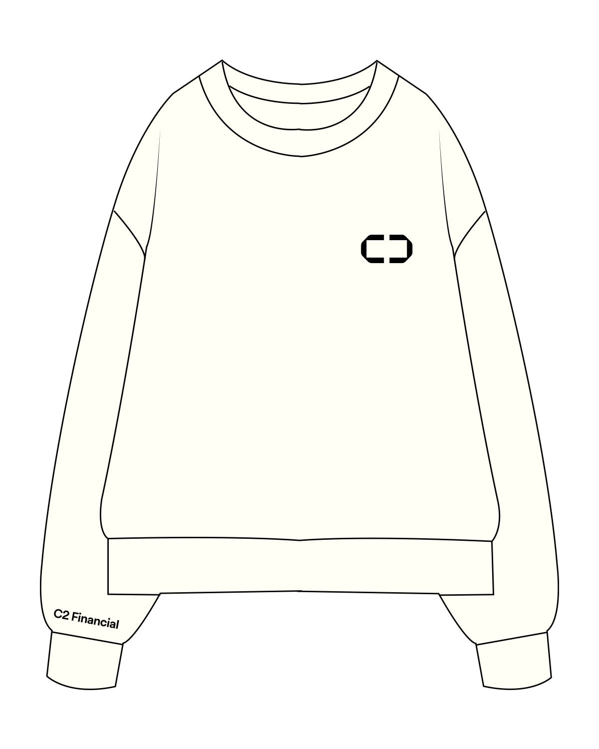 The Mens Heavyweight Crewneck - Off White - C2 Financial - Left Chest - Right Wrist - Printed - Black