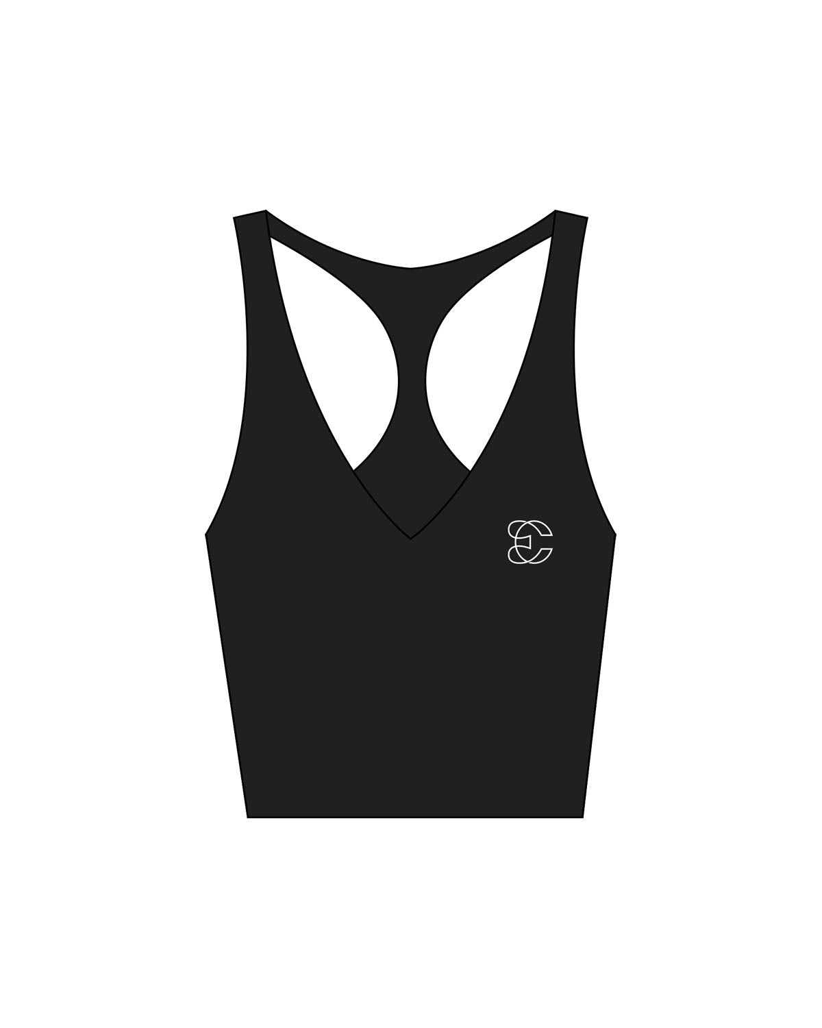 The Racer Tank - Black - Evolve Collective - Left Chest - Printed - White