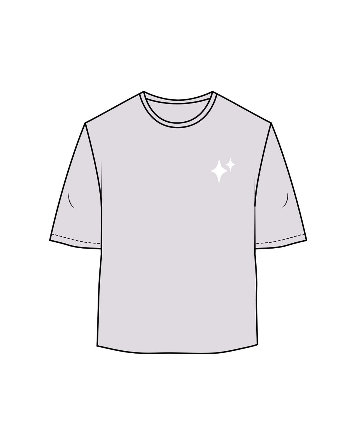 The Oversized Crop Tee - Orchid - New Mom School - Left Chest Logo & Center Back Stacked - Printed - White