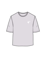 The Oversized Crop Tee - Orchid - New Mom School - Left Chest Logo & Center Back Stacked - Printed - White