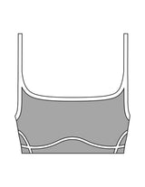 The Piped Scoop Sports Bra - Gray - Lucky Penny - Center Back - Printed - White