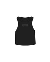 The Micro Rib Racer Crop - Black - Fitness Nook - Chest - Printed  - White