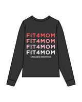 The Unisex Midweight Long Sleeve - Pepper - Fit 4 Mom Carlsbad Encinitas - Left Chest Stacked & Back Stacked - Full Color