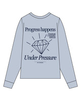The Womens Oversized Long Sleeve - Powder - MD Hyperbaric - Left Chest Round & Back Diamond - Printed - Navy