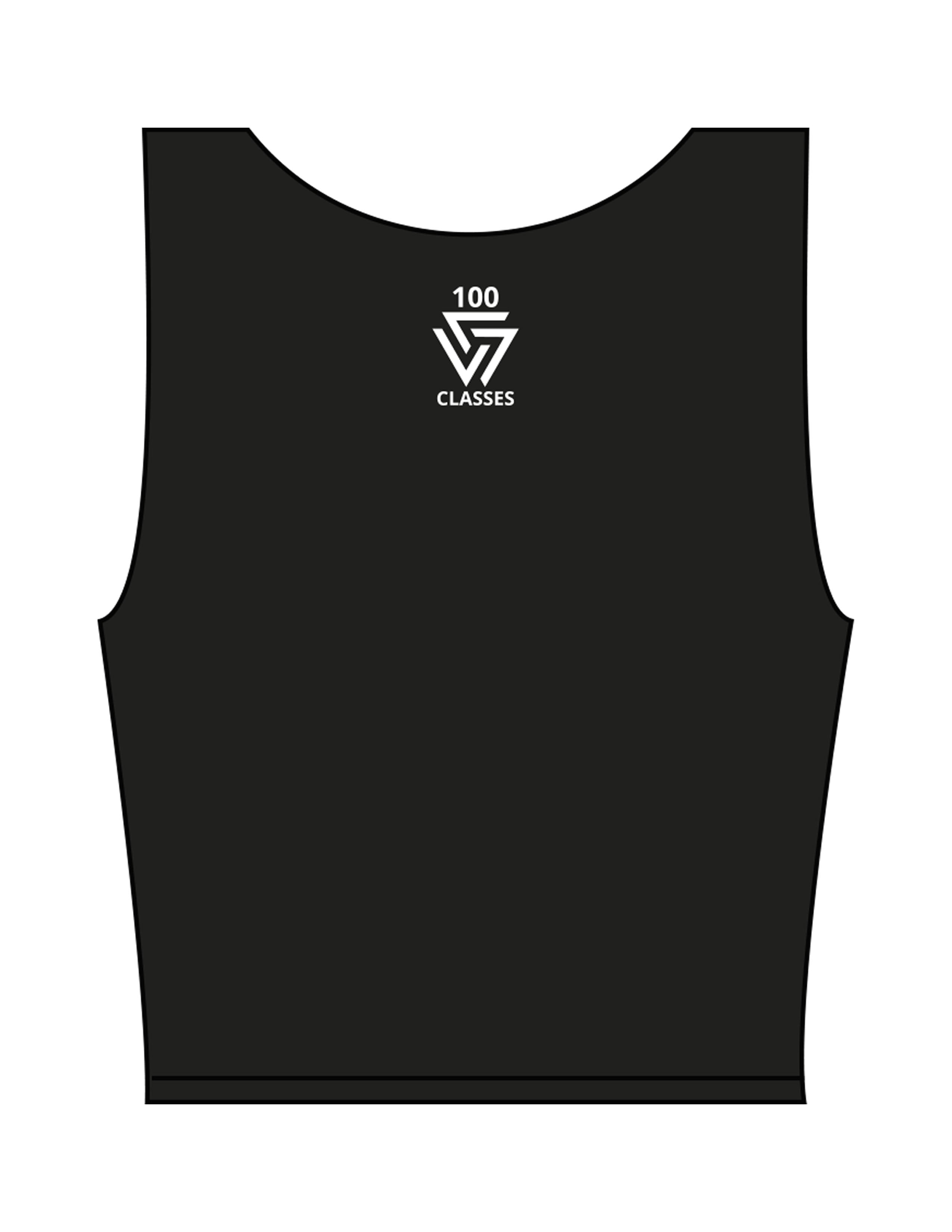 The Square Neck Tank - Black - LVL - Center Chest Stacked & Back "100" Neckline - Printed - White