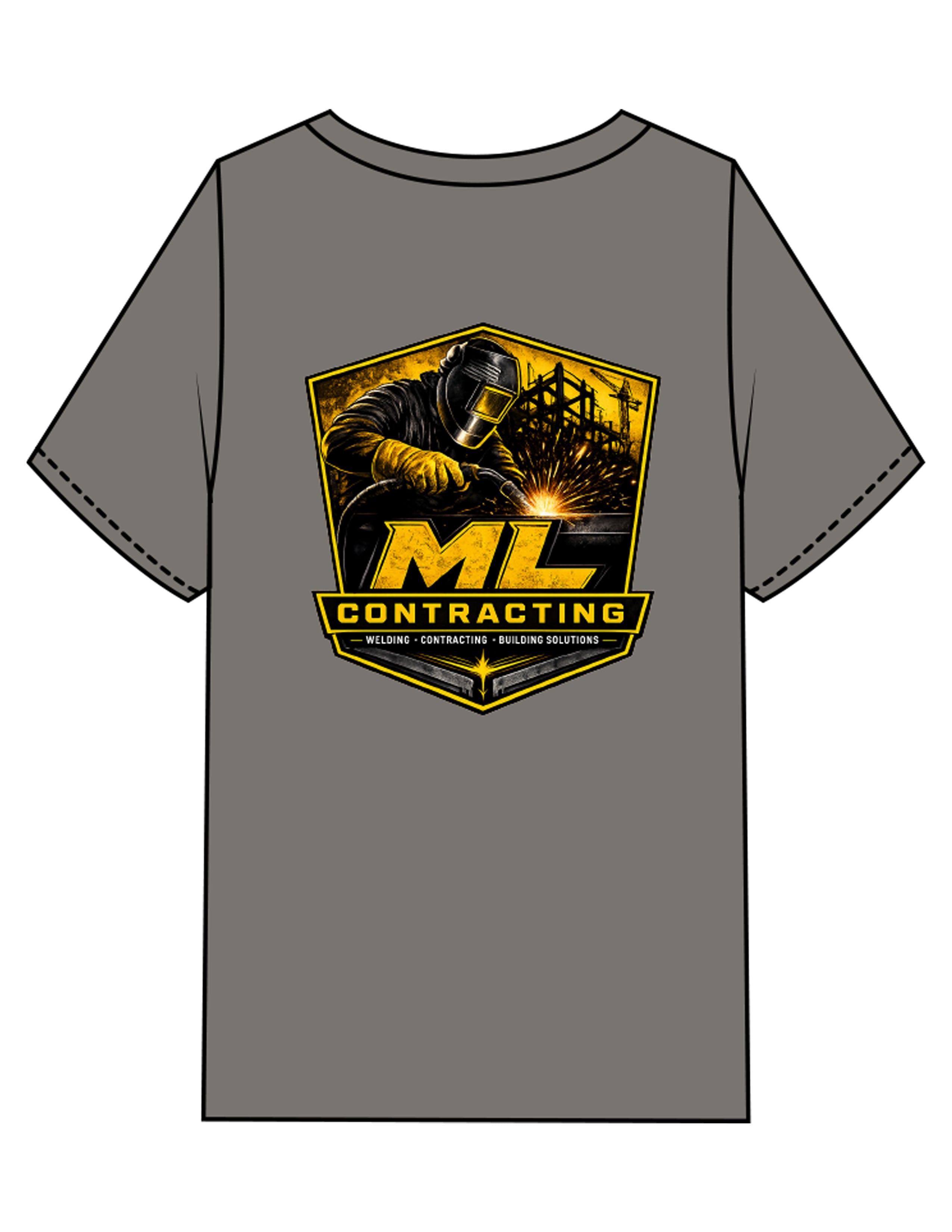 The Mens Heavyweight Tee - Washed Gray - ML Contracting LLC - Left Chest & Back Image - Printed - Full Color