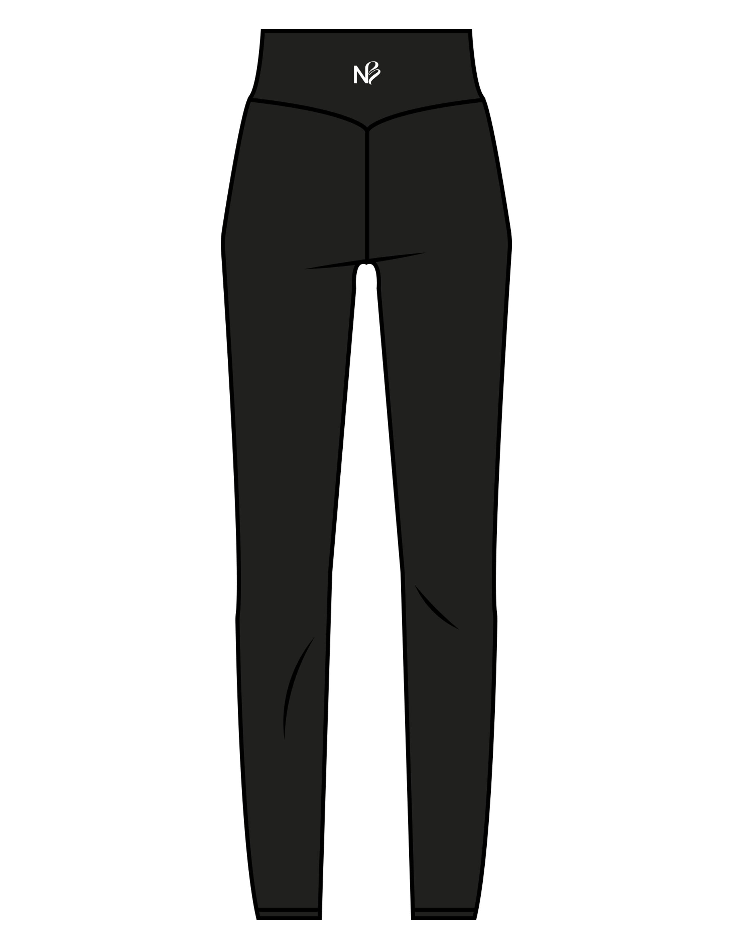 The Basic Legging - Black - Neighborhood Barre - Back Waistline "NB" - Printed - White