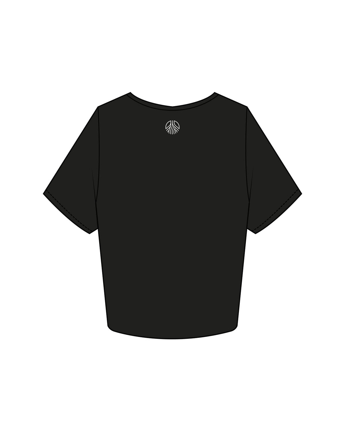 The Crop Tee - Black - Sultivate - Center Chest & Back Neckline Logo - Printed - White