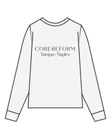 The Mens Long Sleeve - White Heather - Core Reform - Left Chest & Back Stacked - Printed - Black