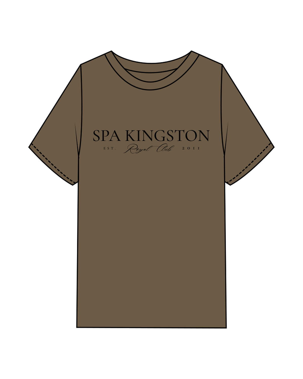 The Mens Heavyweight Tee - Walnut - Spa Kingston - Center Chest Stacked & Back Corner - Printed - Black