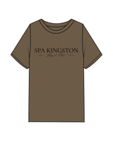 The Mens Heavyweight Tee - Walnut - Spa Kingston - Center Chest Stacked & Back Corner - Printed - Black