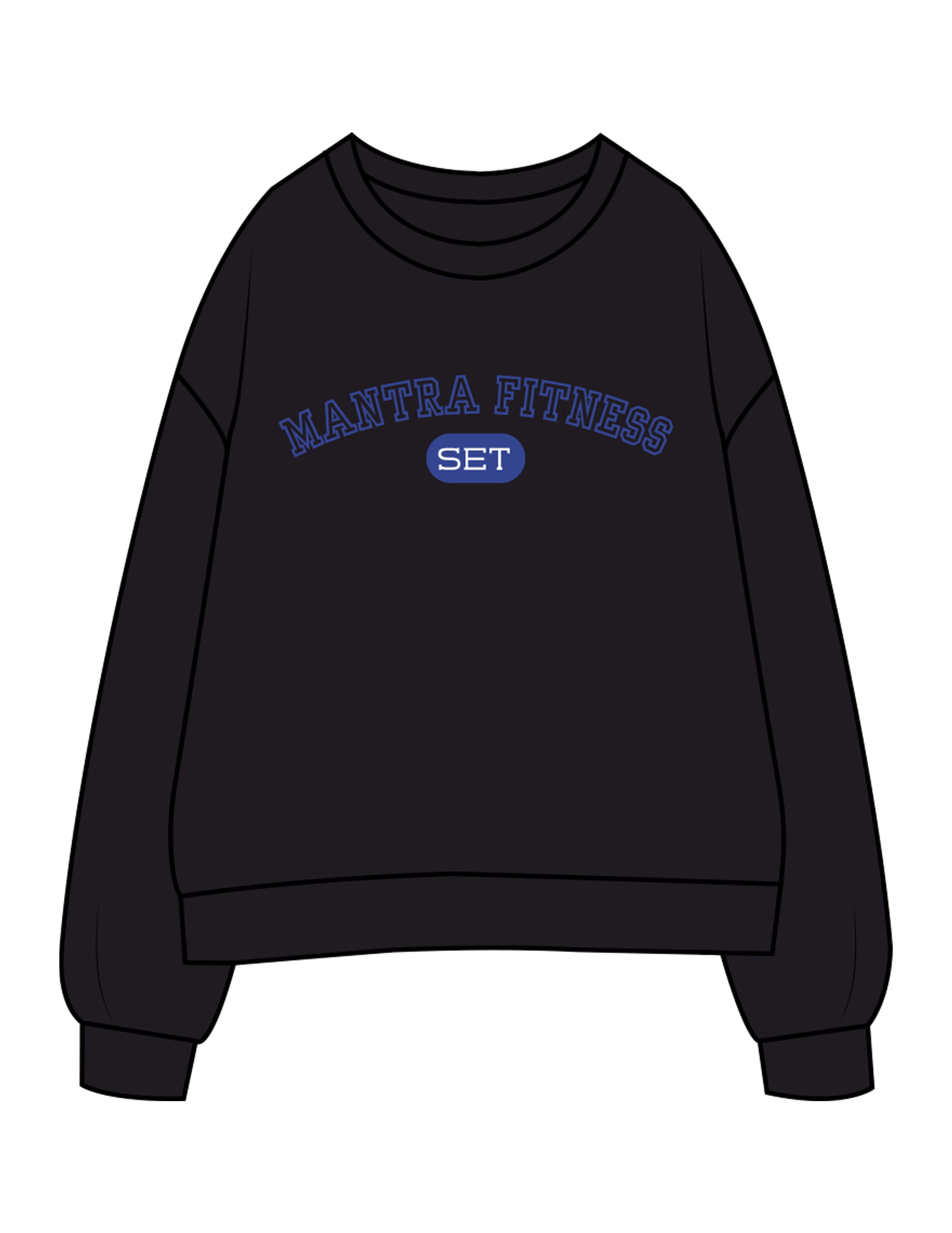 The Womens Crewneck - Ink Blue - Mantra - Center Chest Arc - Printed - Full Color