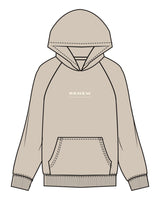 The Mens Hoodie - Washed Taupe - Renew - Center Chest Stacked & Back Half Round - Cream