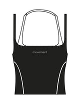 The Piped Tank - Black - Movement Pilates Buffalo - Center Chest - Printed - White