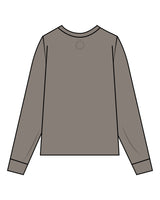 The Womens Heavyweight Long Sleeve - Washed Gray - Onyx Fit - Right Sleeve & Back Neckline - Tone on Tone
