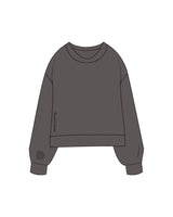 The Womens Sueded Crewneck - Gunmetal - Drench - Right Side & Right Sleeve - Embroidered - Black