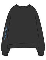 The Womens Crewneck - Washed Black - Powerhouse Fitness - Center Chest "PILATES"  & Back Left Sleeve - Printed - Full Color