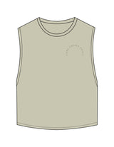 The Crop Muscle Tank - Pistachio - Core Crown Point - Left Chest Arc & Back Round - Printed - Tone on Tone
