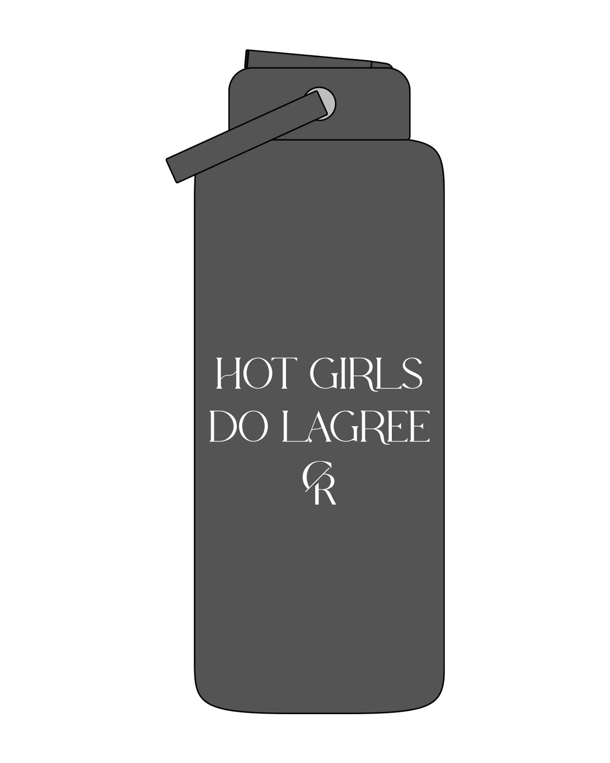 THE WIDE MOUTH WATER BOTTLE - Charcoal - CORE REFORM - Center Body "Hot Girls"- White