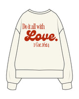 The Womens Heavyweight Crewneck - Off White - M4Lagree - Left Chest Logo & Center Back Stacked - Printed - Full Color