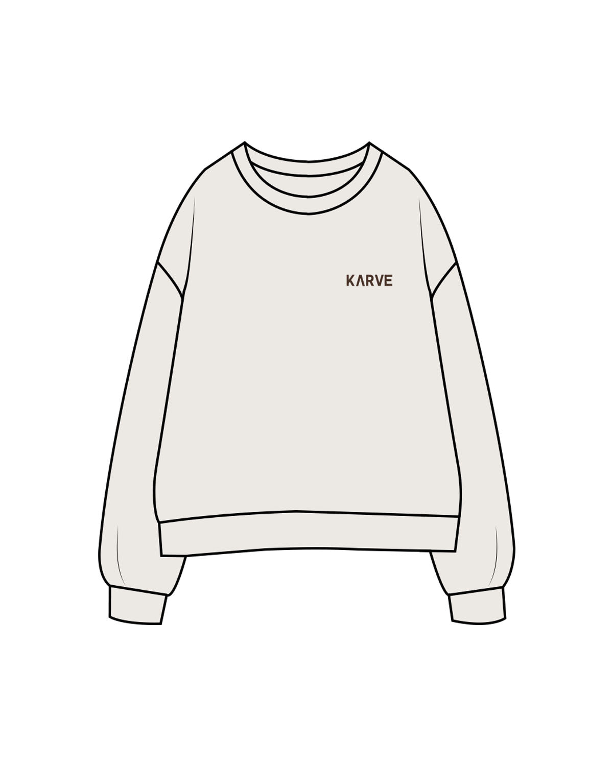 The Womens Crewneck - Bone - Karve - Left Chest & Center Back - Printed - Brown