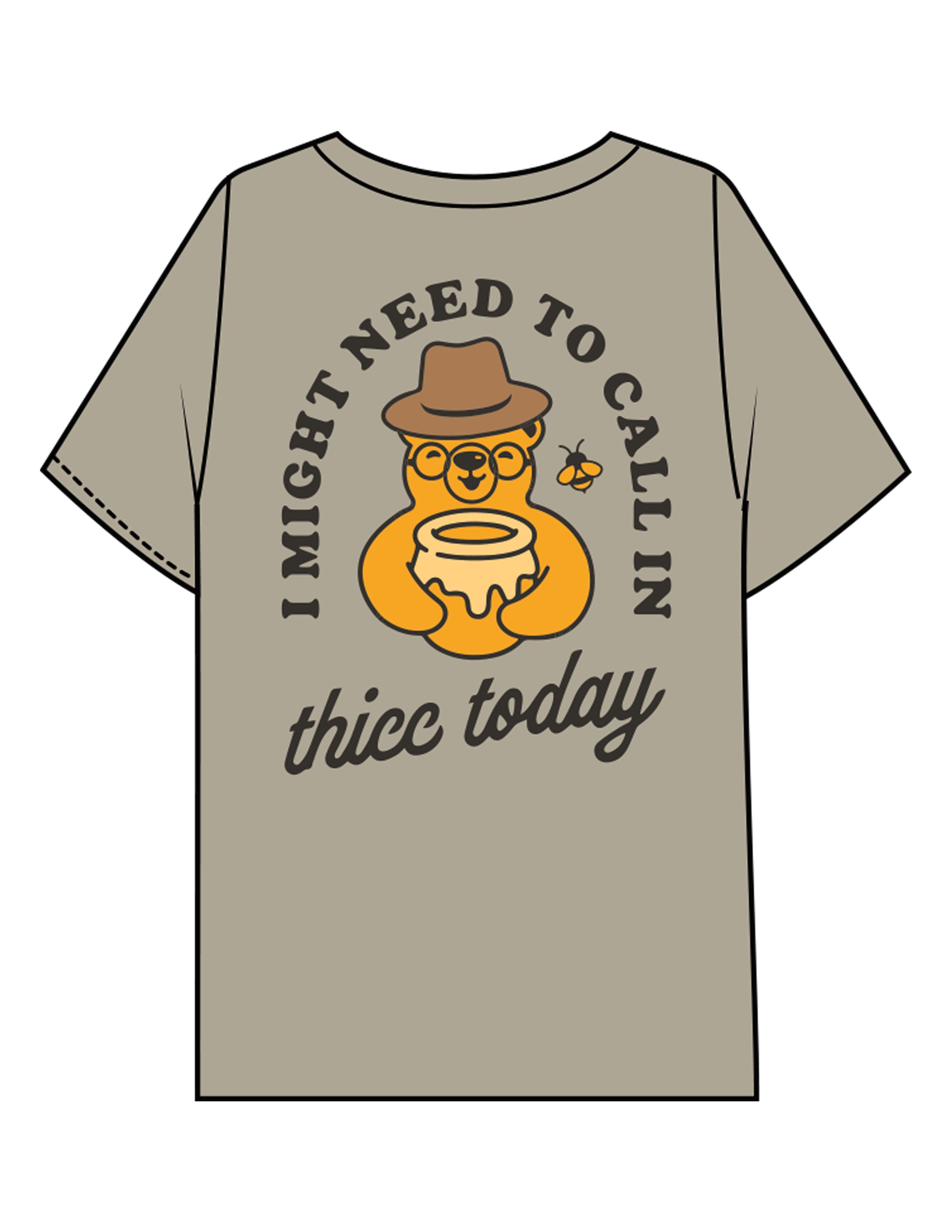 The Mens Boxy Tee - Mushroom - Try Smile Collective - Left Chest & Back Bear - Printed - Full Color
