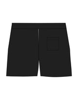 The Womens Sweat Shorts - Black - Haus of Fitness - Left Leg - Printed - White