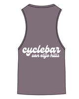 The Scoop Muscle Tank - Mauve - Cyclebar - Center Chest Stacked & Back Star - Printed - White
