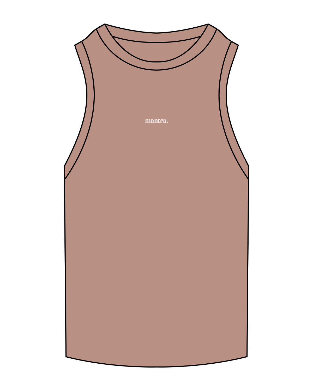 The Ribbed Full Length Tank - Clay - Mantra - Center Chest - Embroidered - White