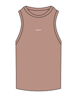 The Ribbed Full Length Tank - Clay - Mantra - Center Chest - Embroidered - White