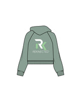 The Womens Lightweight Cropped Hoodie - Sage - REKINECTED - Center Chest & Center Back Stacked - Printed - Full Color