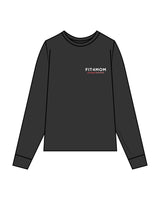 The Unisex Midweight Long Sleeve - Pepper - Fit 4 Mom Carlsbad Encinitas - Left Chest Stacked & Back Stacked - Full Color