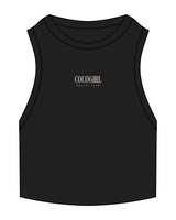 The Ribbed Crop Tank - Black - Dr Courtney - Center Chest Stacked - Embroidered - Tone on Tone