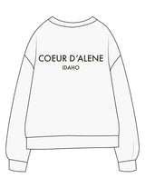 The Midweight Unisex Crewneck - Washed White - Powerhaus Lagree - Chest Stacked & Back Stacked - Printed - Full Color