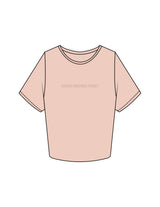 The Crop Tee - Pale Pink - Core Crown Point - Center Chest & Back Stacked - Printed - Tone on Tone