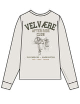 The Womens Heavyweight Long Sleeve - Washed Bone - Velvaere - Center Chest & Back Stacked "AFTER RIDE" - Printed - Full Color