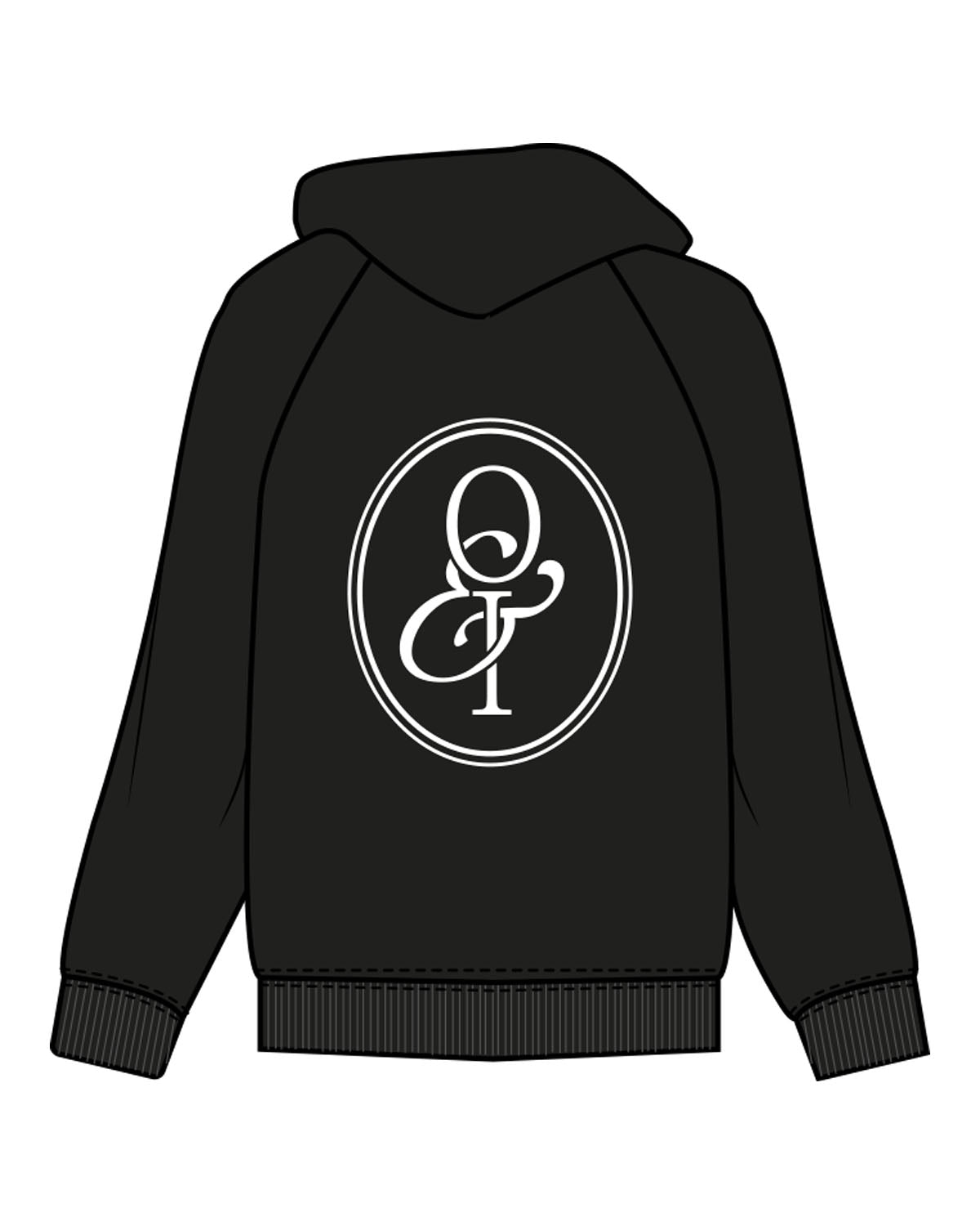 The Mens Hoodie - Black - Onyx & Ivory - Upper Pocket & Back Oval - Printed - Full Color
