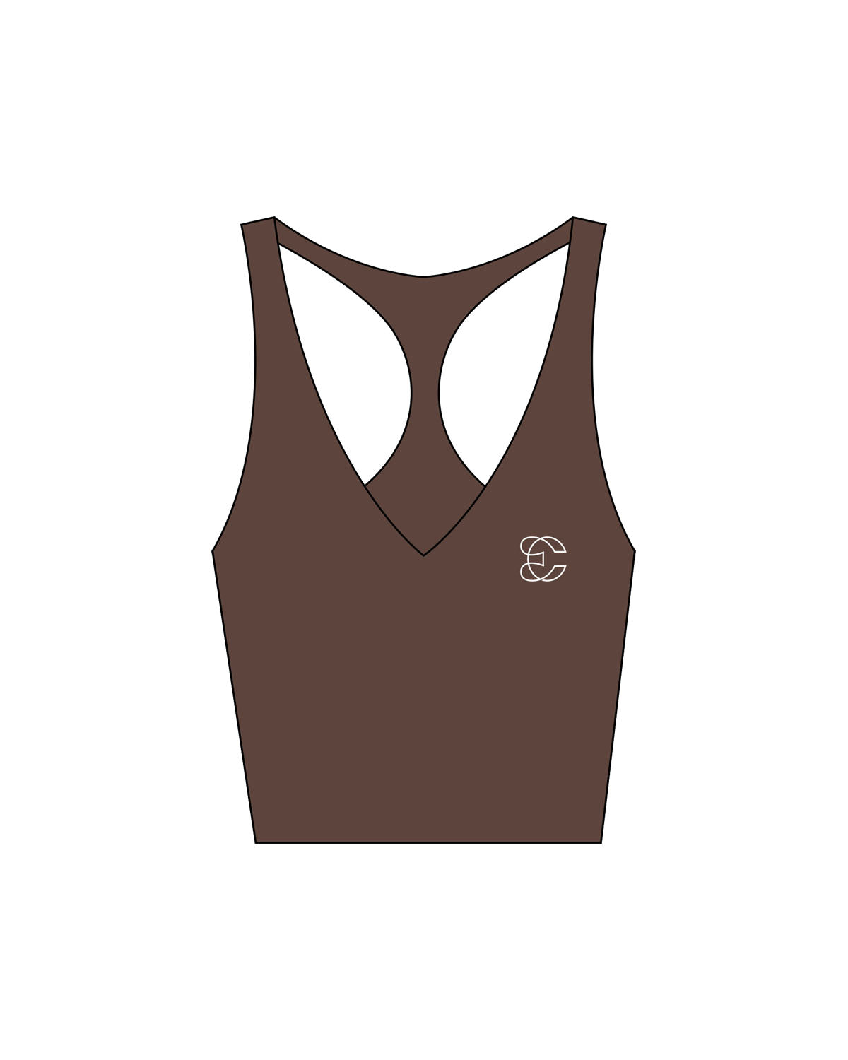 The Racer Tank - Cafe - Evolve Collective - Left Chest - Printed - White