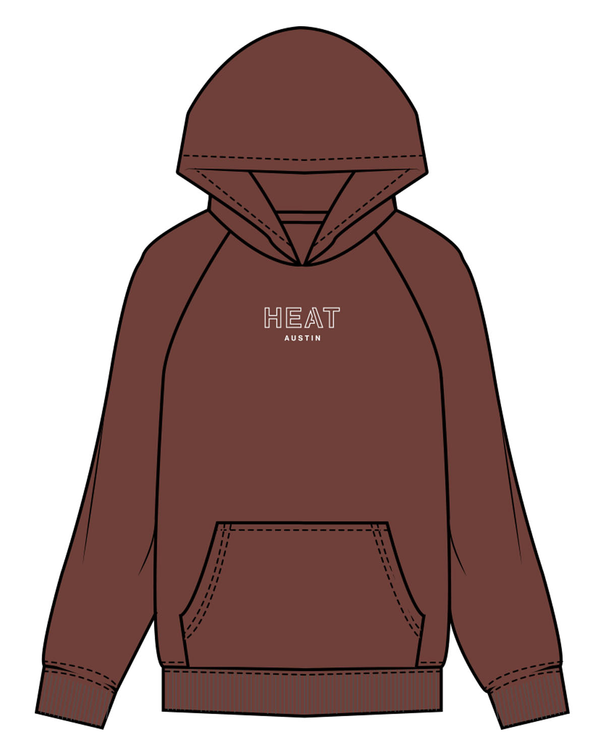 The Mens Hoodie - Chestnut - Heat Bootcamp - Center Chest & Upper Back - Printed - White