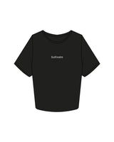 The Crop Tee - Black - Sultivate - Center Chest & Back Neckline Logo - Printed - White