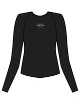 The Womens Sporty Long Sleeve - Black - Sultivate - Chest Stacked & Back Neckline Icon - Printed - White