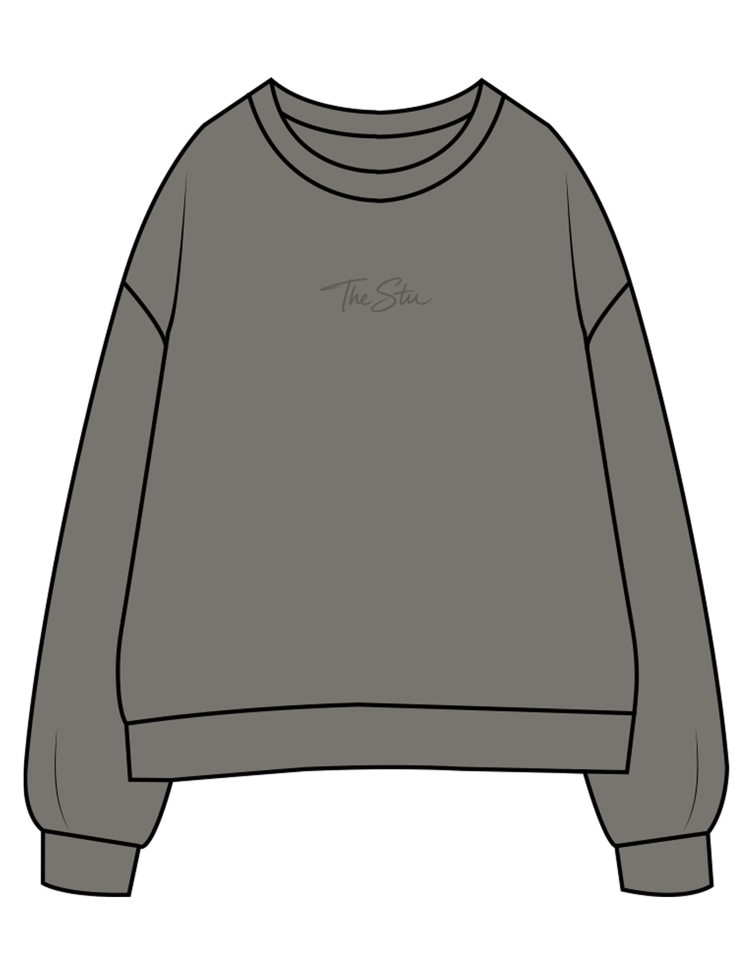 The Mens Crewneck - Washed Gray - The Stu - Center Chest - EMB - Tone on Tone