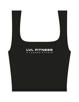 The Square Neck Tank - Black - LVL - Center Chest Stacked & Back "100" Neckline - Printed - White
