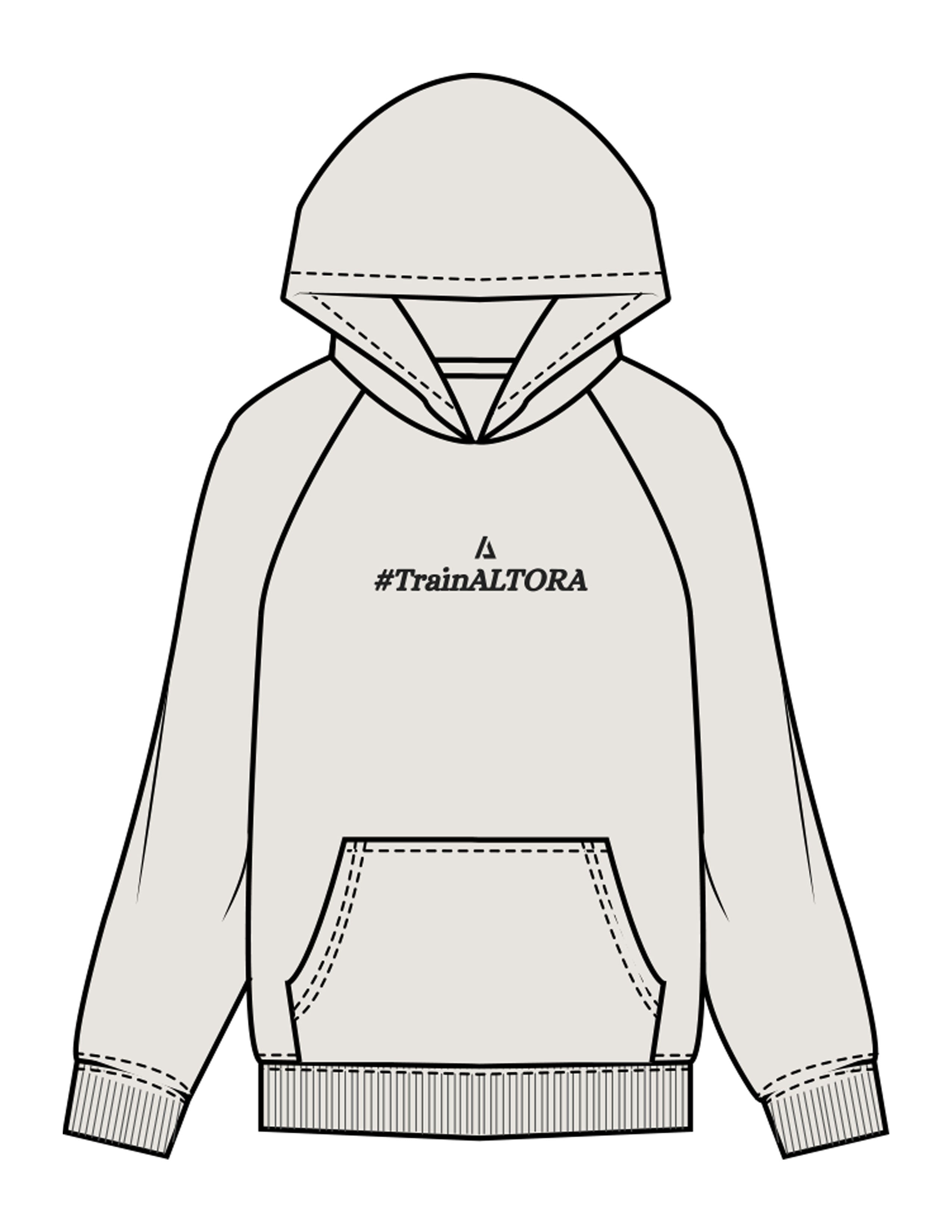 The Womens Hoodie - Washed Bone - ALTORA - Center Chest & Back Stacked - Printed - Charcoal